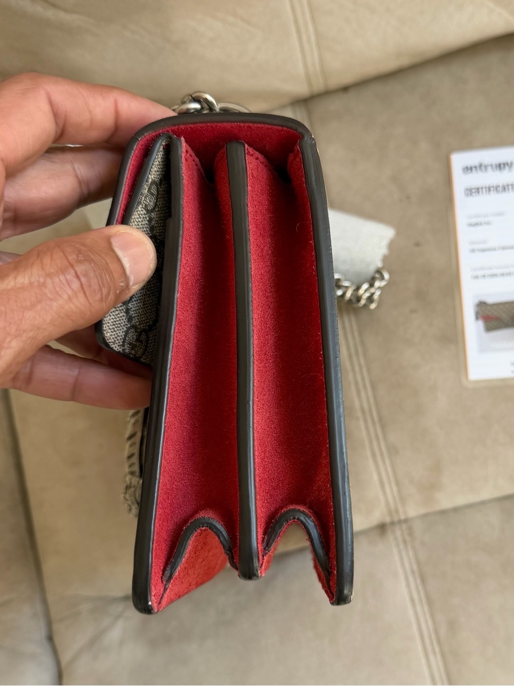 Gucci GG Supreme Monogram Suede Small Dionysus Shoulder Bag - Picture 9 of 12